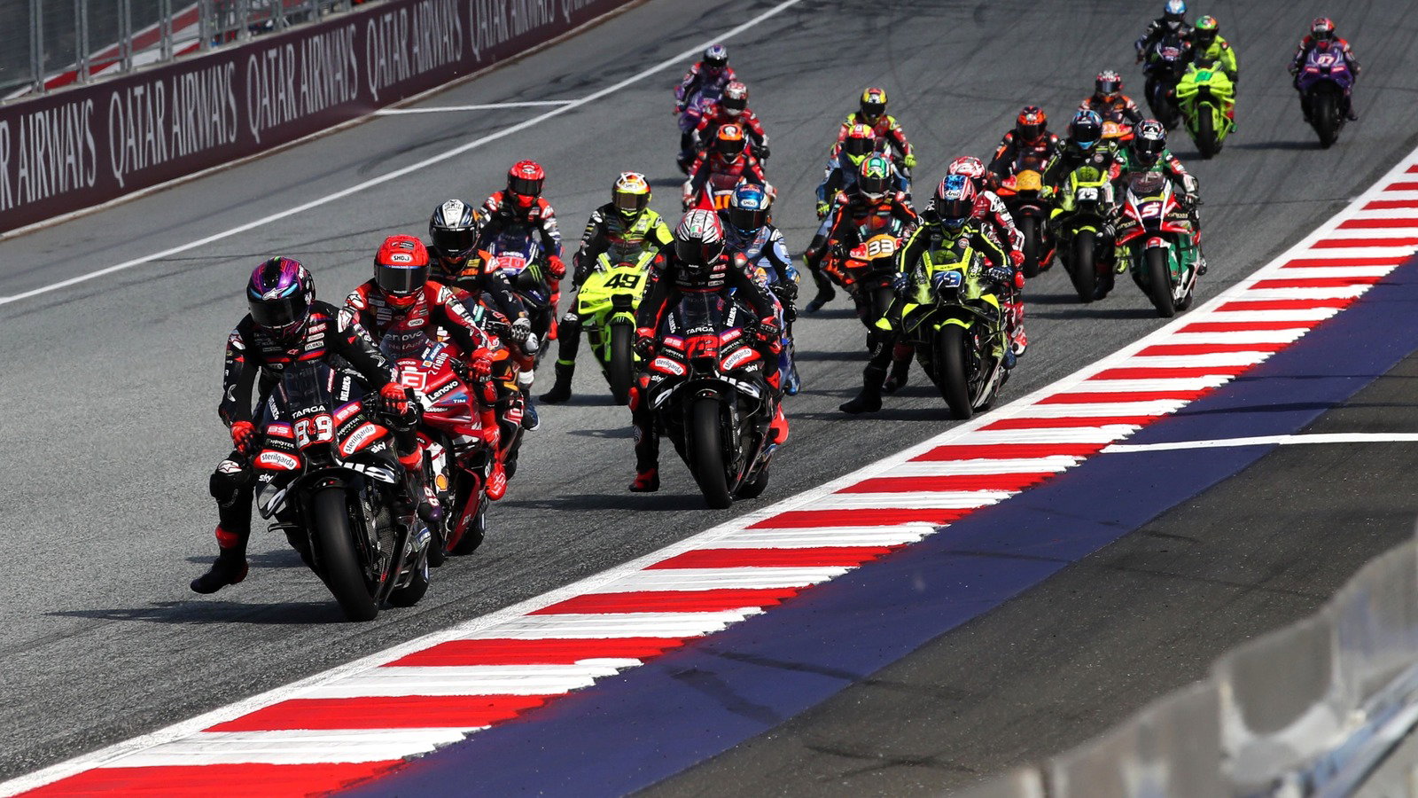 Jorge Martin leads at the start of the Sprint, 2026 Red Bull Ring MotoGP.