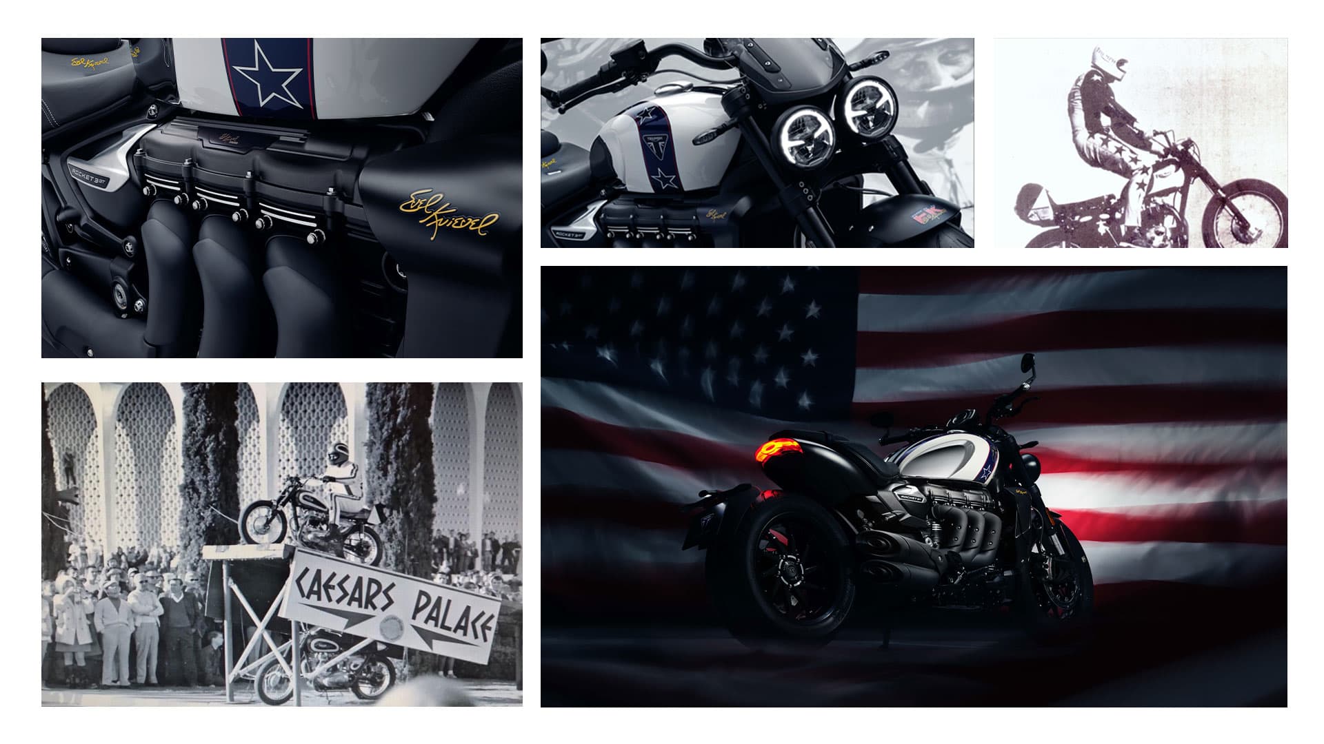 Triumph Rocket 3 Evel Knievel Edition selection of images in a montage)