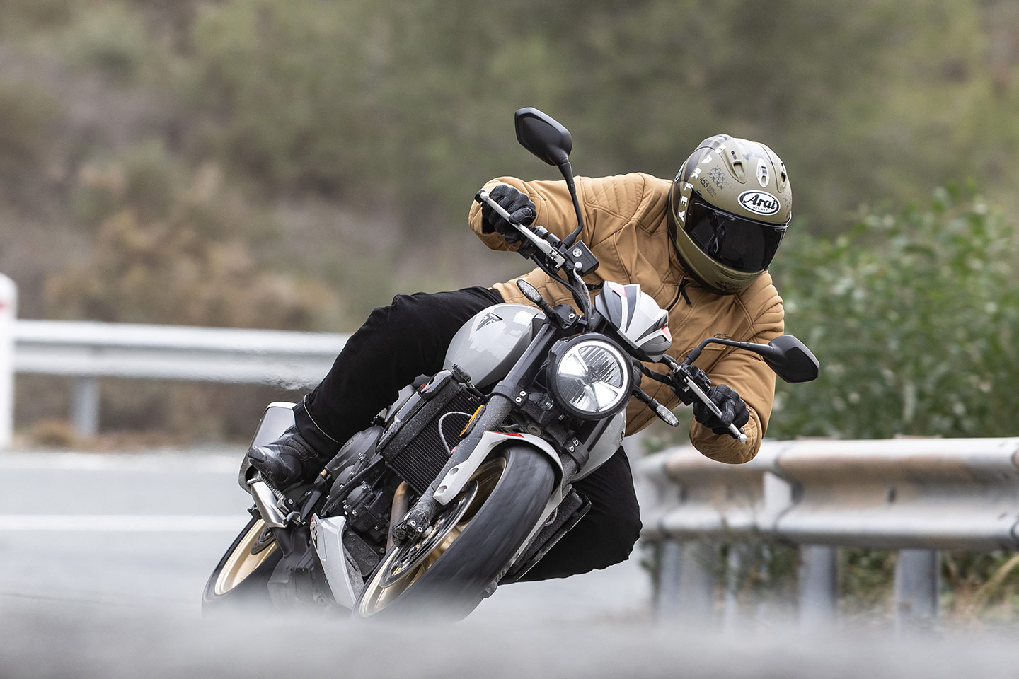 2026 Triumph Trident 800 riding on country highway