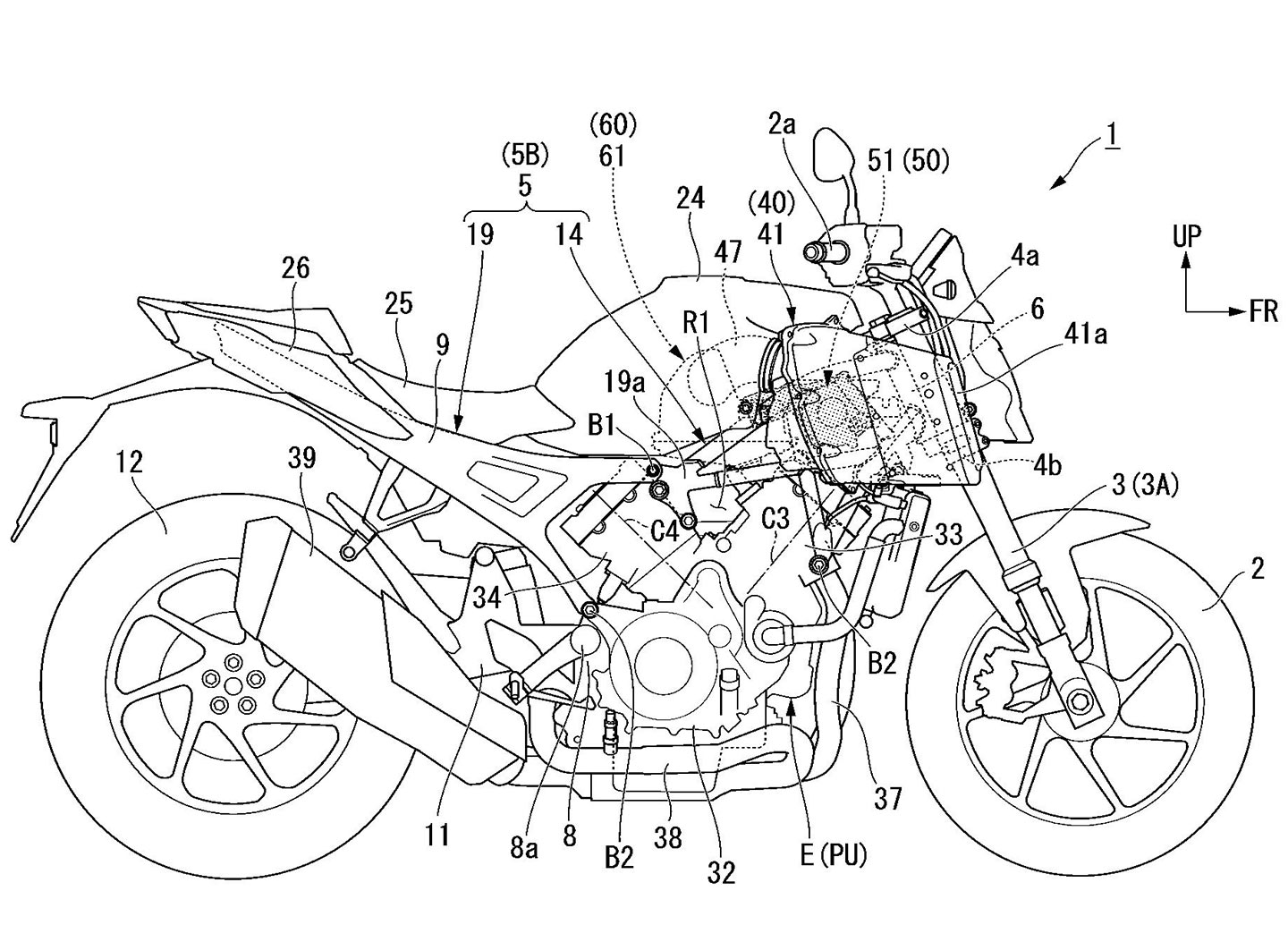 Honda electric supercharger V3R patent drawing